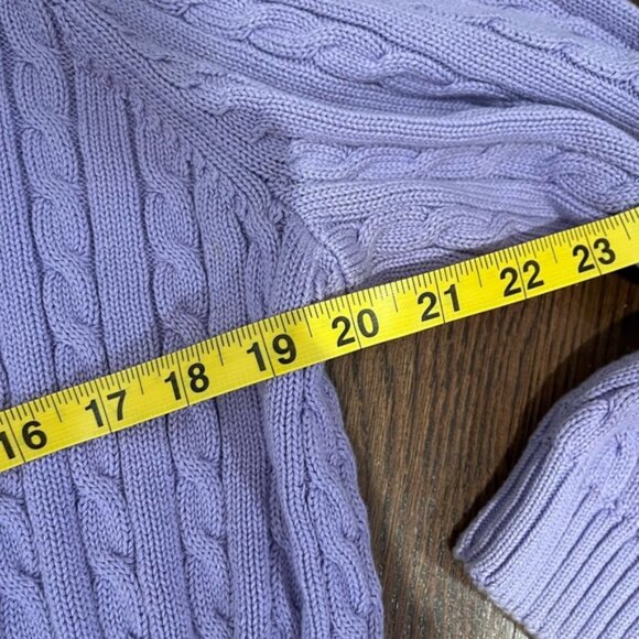 Ralph Lauren Purple CableKnit Sweater Vintage Old Money Preppy Y2K 90s Fall Cozy - Picture 6 of 7
